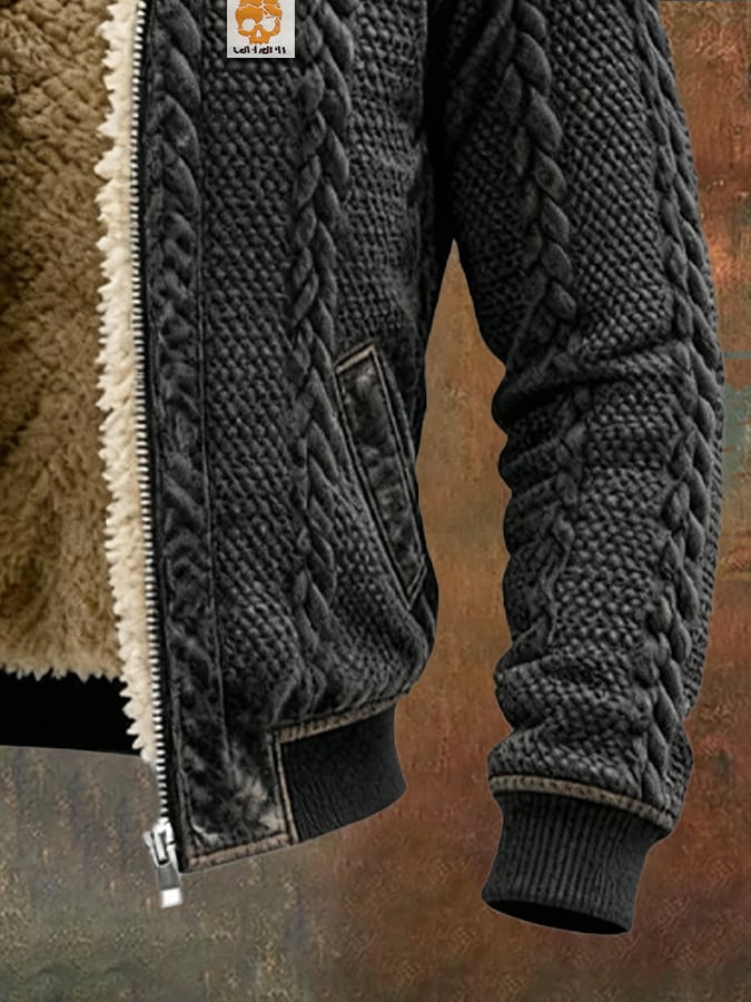 Maël – Veste rétro jacquard poches larges