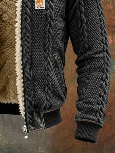 Maël – Veste rétro jacquard poches larges