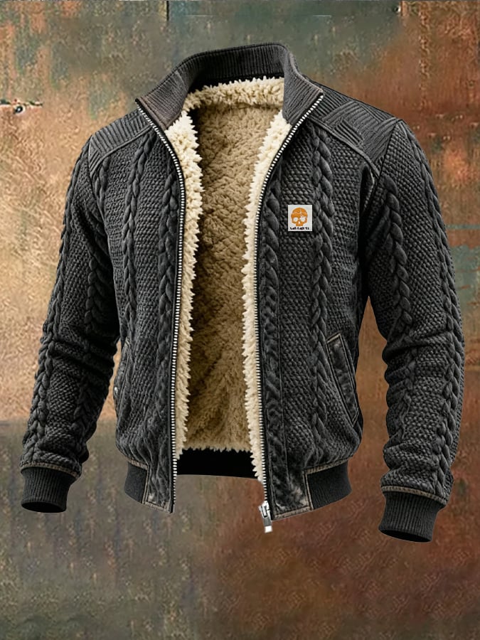 Maël – Veste rétro jacquard poches larges