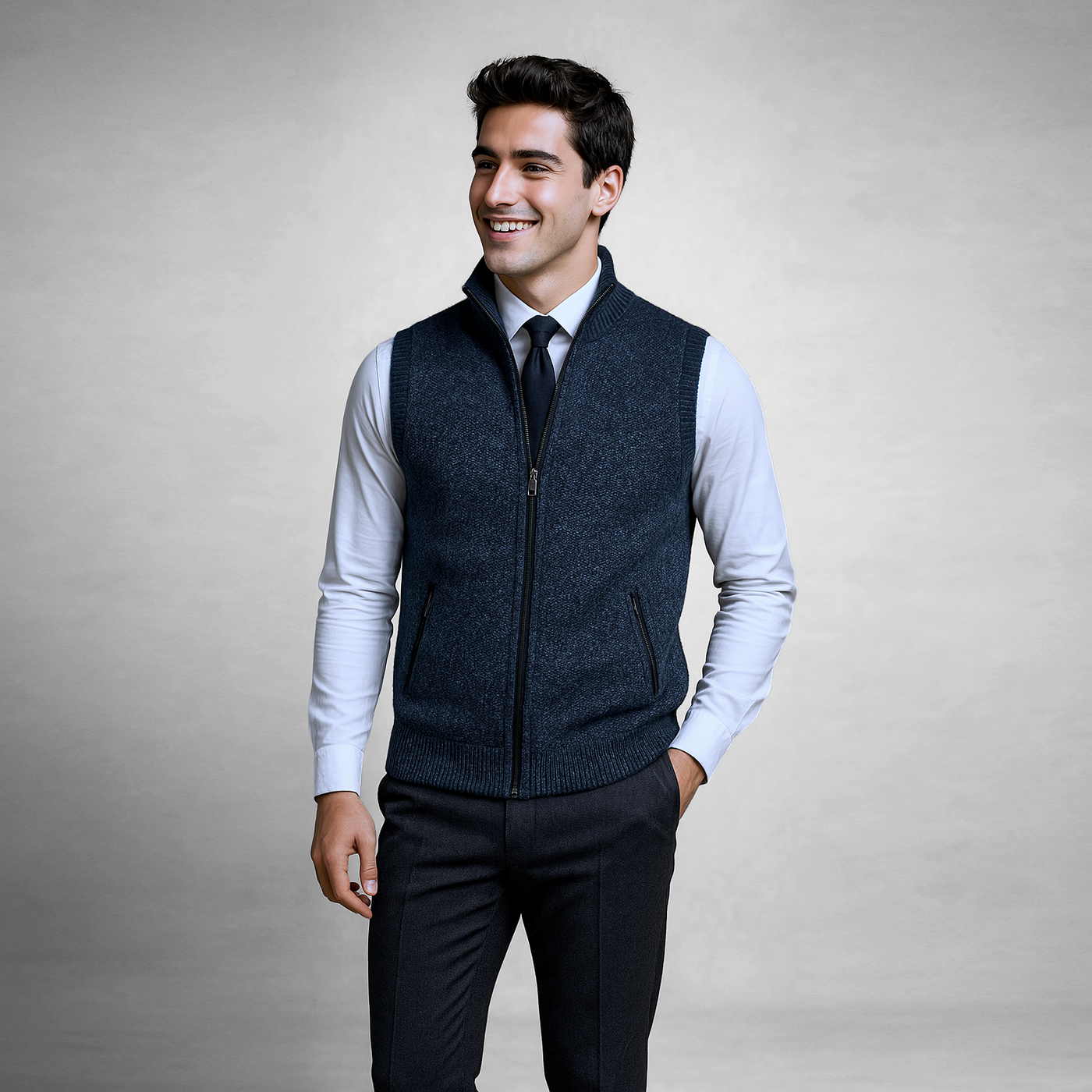 Harrison gilet - Gilet Zippé Laine Premium
